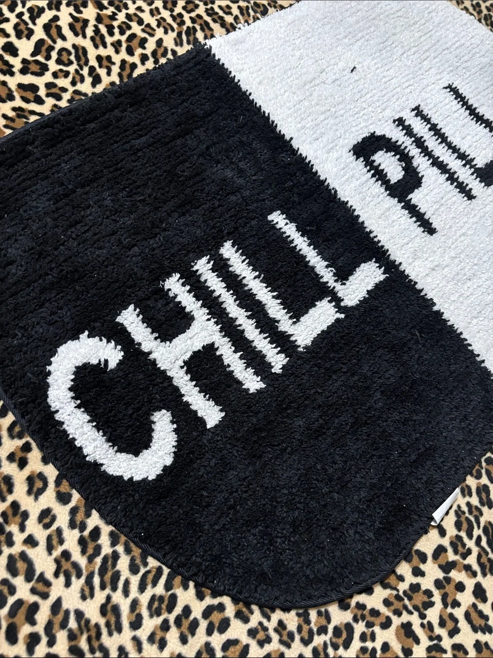 CHILL PILL 🖤🤍Bath Mat Rug Black White Dorm Home Funny Cute Decor Mental Health